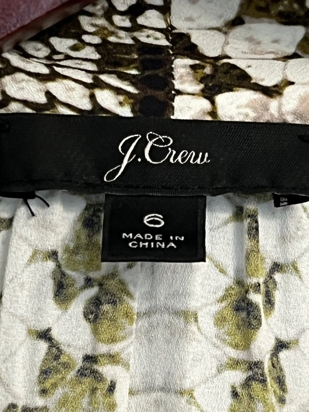 J. CREW Women’s Snake Print Drapey Tie Neck Long Sleeve Top Size 6